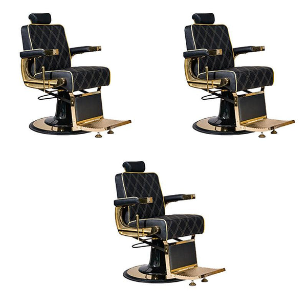 3x Herren Friseurstuhl Crew in Gold - Schwarz - Tiptop - Einrichtung