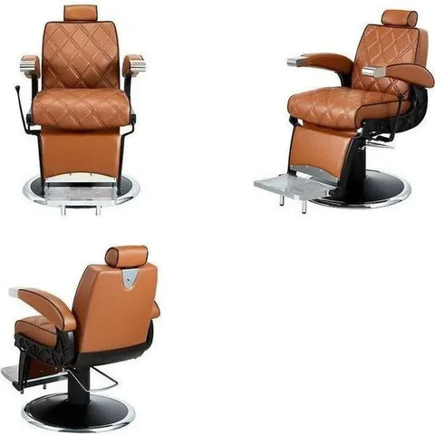 3x Luxus Barber stuhl in Braun, Herren Friseurstuhl Hugo, Luxuriöser Barbershop stuhl für stilvolle Salons - Tiptop - Einrichtung