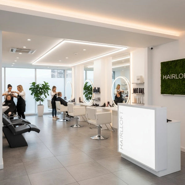 Friseur Rezeption, Empfangstheke Sofia-Mini, LED-Beleuchtung - Personalisierungsmöglichkeiten - Tiptop - Einrichtung