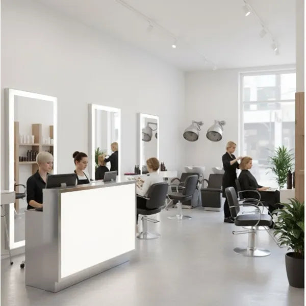 Friseur-Empfangstheke, Friseur Rezeption Sofia - Personalisierbare Laminatoptionen - kassentisch - empfangstresen - Tiptop - Einrichtung