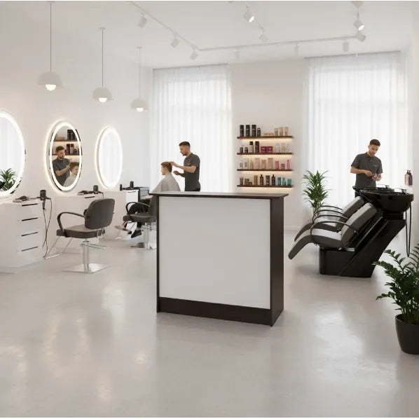 Friseur Rezeption, Empfangstheke, Basic aus Holz, Maßanfertigung kassentisch - Tiptop - Einrichtung