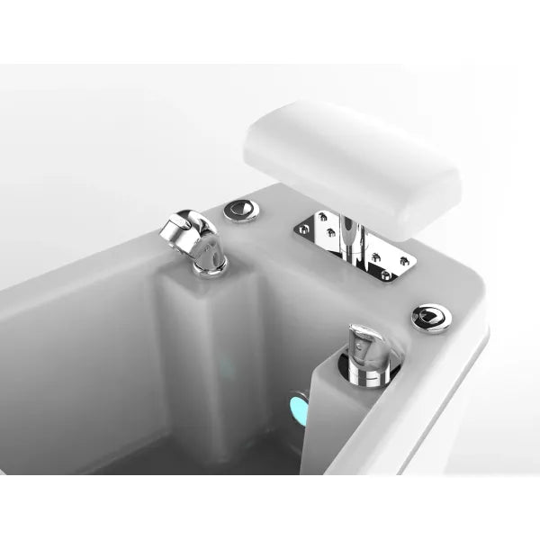 SPA Pediküre Sessel mit Waschbecken und Agate-Fußpflegewanne, LED-Beleuchtung, weiße PU-Polsterung