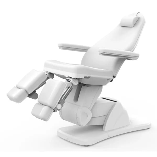 Elektrischer Fußpflegestuhl mit 5 Motoren, Pediküre-Stuhl, verstellbare Armlehnen und Kopfstütze, weiß.