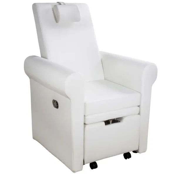 Weißer SPA Pediküre Sessel Aventur mit PU-Polsterung, verstellbare Kopfstütze, elegantes Design