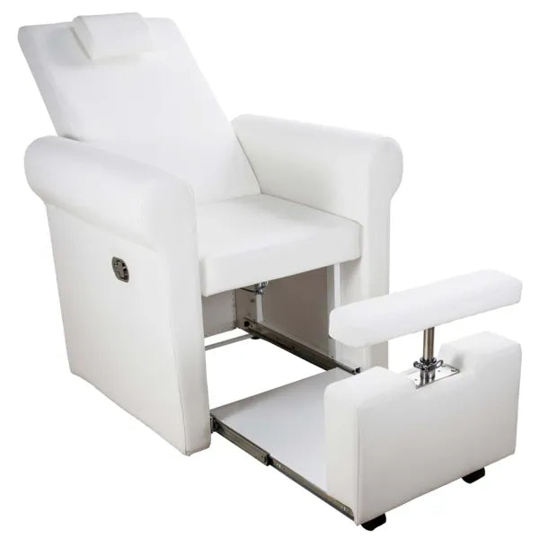 SPA Pediküre Sessel Aventur - weißer Pediküre-Stuhl, PU-Polsterung, 82 × 86 × 126 cm, Tragkraft 175 kg, elegantes Design