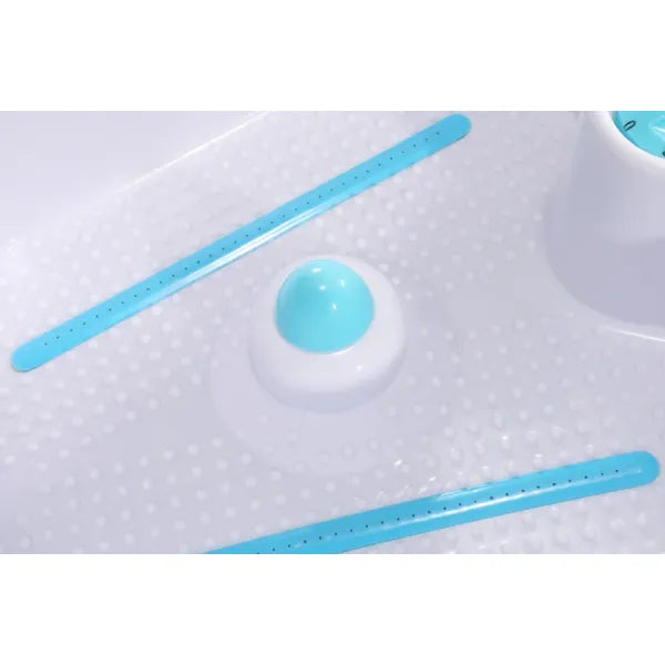 Fußpflegestuhl Anita mit integrierter Fußwanne, Beinstütze, Metallrahmen, PVC-Bezug, verstellbare Fußstütze.