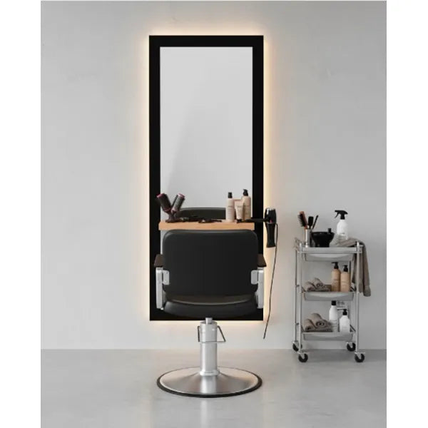 Friseur Bedienplatz mit Eiche Abstellfläche und robustem, Friseurarbeitsplatz Ardo - Tiptop - Einrichtung