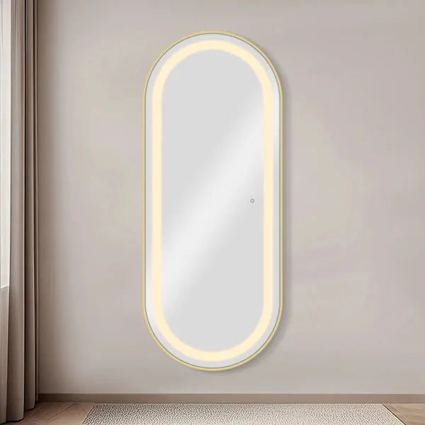Moderner Friseur Bedienplatz mit mit Dimmer, LED-Beleuchtung, Friseurarbeitsplatz Bliss in elegantem Goldton von Bliss Design.