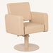 Friseurstuhl Flirty beige - eleganter Profi-Salonstuhl mit Hydraulikpumpe, gepolsterte Armlehnen, runder Standfuß