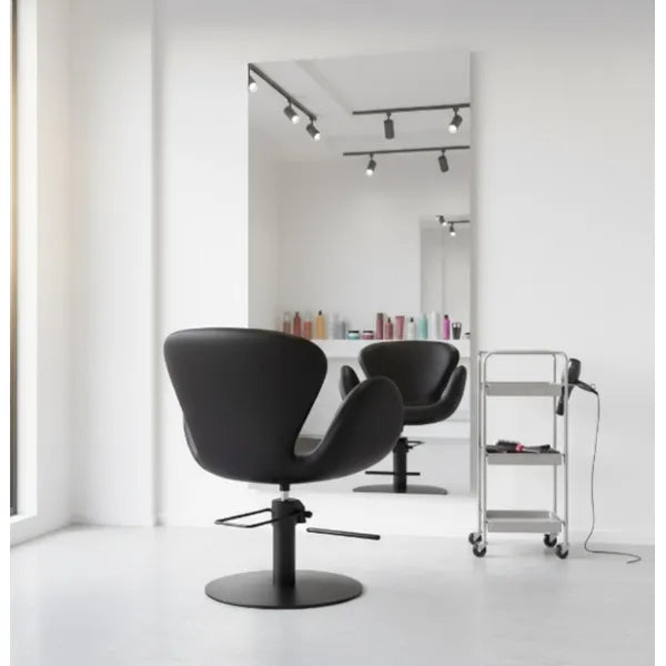 Friseurstuhl in eleganter Schwarz-Farbe mit ergonomischer Polsterung, Luxuriöser Friseur stuhl Chloe - Tiptop - Einrichtung