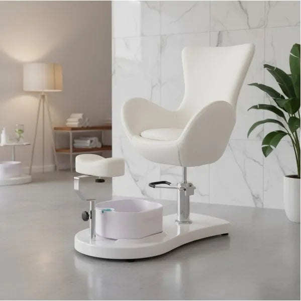 Hydraulischer Fußpflegestuhl mit verstellbarer Beinstütze und integrierter Fußwanne - Tiptop - Einrichtung