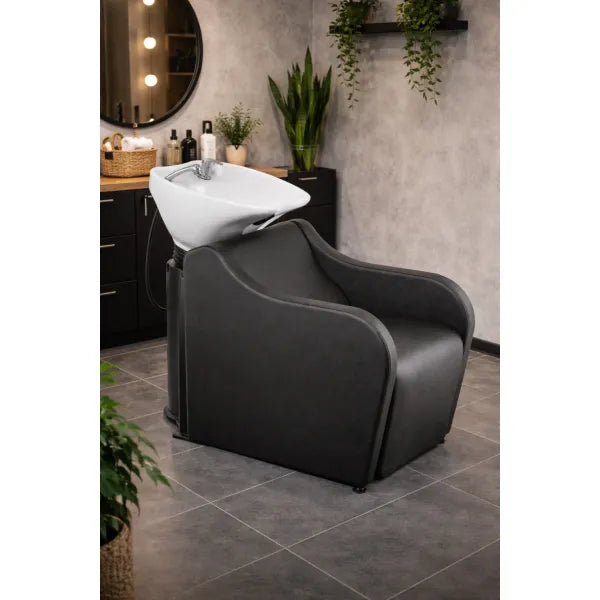 Friseurwaschbecken Brisal POWER+ Rückwärtswaschbecken mit elektrisch verstellbarer Fußstütze – ergonomisch & Premium
