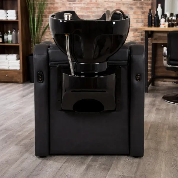 Friseur-Waschbecken Kalani-Air: elektrisch verstellbare Fußstütze, Massagefunktion im modernen Salon