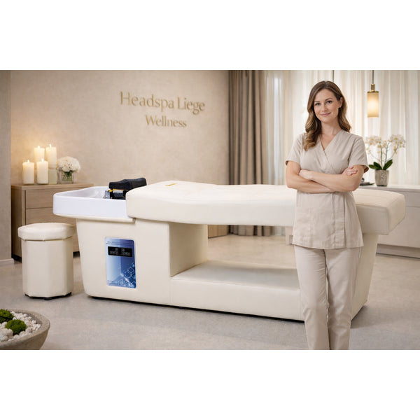 SIMPLY Head Spa Liege Weiß - Luxus Kopfspa-Behandlungsstation mit Acryl-Schale im Wellness-Studio