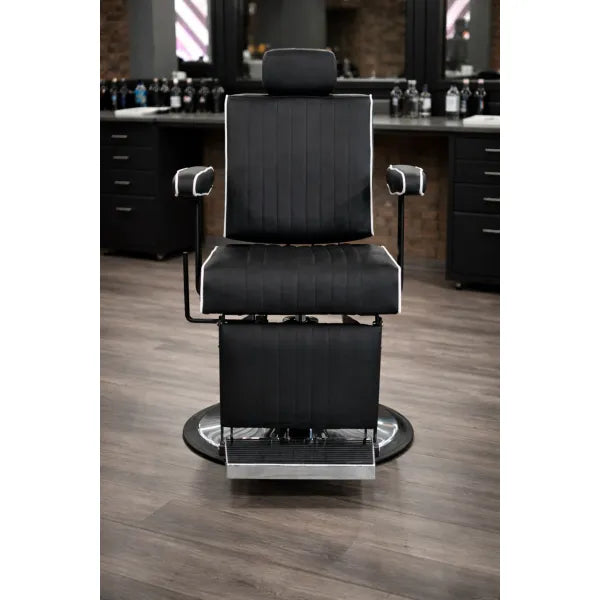 Barberstuhl Schwarz Herren – CADEN Profi-Friseurstuhl, hydraulisch, drehbar, 180° Liegefunktion, stabil & komfortabel.