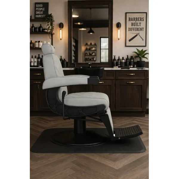 HAWK gray hydraulic barber chair with vintage design for professional barbers.