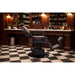 Barber chair VOLT Braun with electric height adjustment, foldable footrest, premium comfort for barbershops