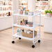 Weelko Aidy WKT903 wooden cosmetic cart with 3 shelves on wheels in a salon