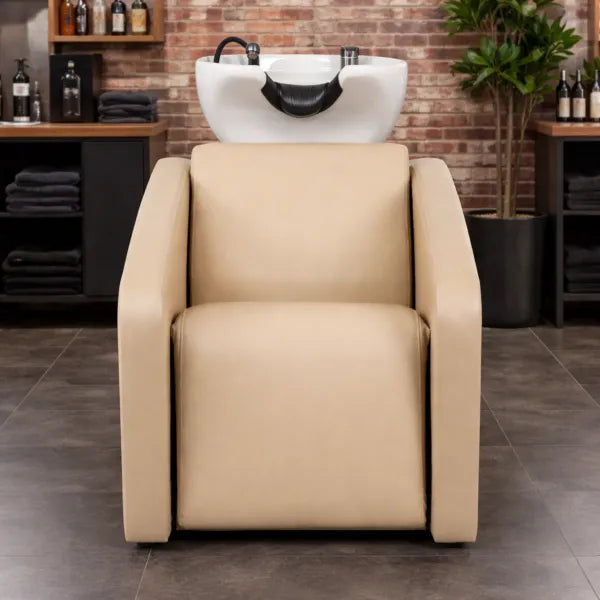 Beiges Elune Friseurwaschbecken Rückwärtswaschbecken mit Massagefunktion und modernem Waschplatz