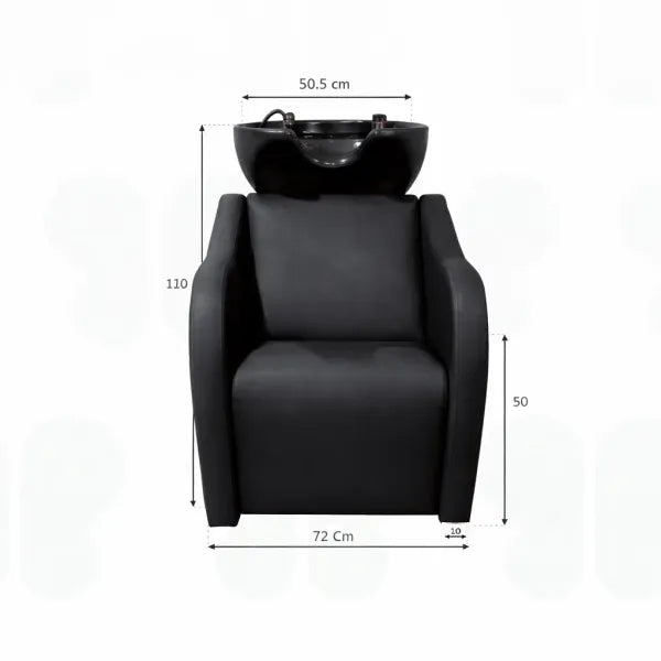 Velaris-Air Rückwärtswaschbecken in Schwarz mit elektrisch verstellbarer Fußstütze und Massagefunktion