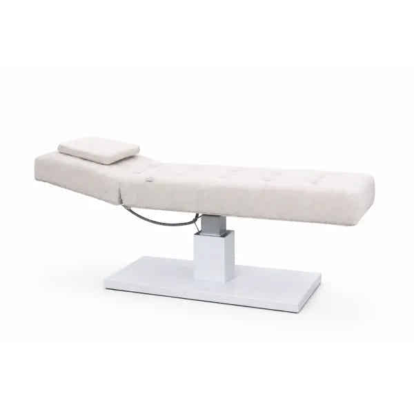 FLAT ELEMENT Elektrische Massageliege mit 1 Motor, individuelle Polsterung, beige Bezug, Metallbasis