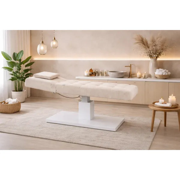 FLAT ELEMENT Elektrische Massageliege im Spa-Stil, höhenverstellbar, hochwertige Polsterung, minimalistisches Design