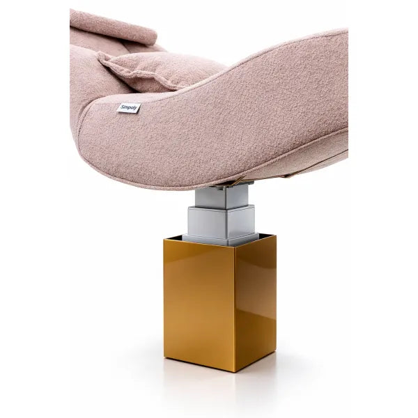 Premium Elektrische Massageliege ELEMENT mit rosa Polsterung, 1 Motor, edler Metallfuß auf goldener Basis