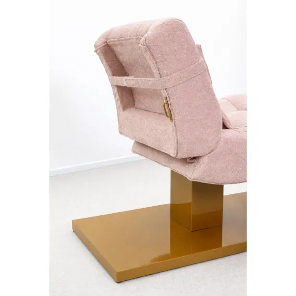 Premium-Massageliege ELEMENT mit 1 Motor, rosa Polsterung, verstellbare Rückenlehne, goldene Basis