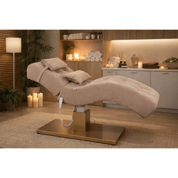 Elektrische Kosmetikliege mit 2 Motoren, individuelle Polsterung, Spa und Wellness, verstellbar.