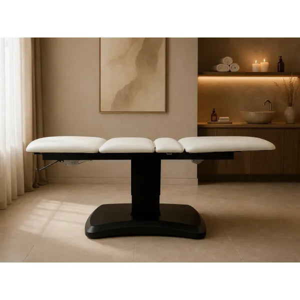 Elektrische Massageliege Teres mit 3 Motoren – Profi Kosmetikliege, komfortabel, multifunktional, modernes Design.