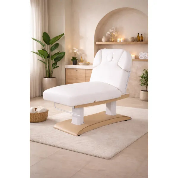 Elektrische Massageliege TROCH+ Premium Spa-Liege mit 4 Motoren und Heizung in stilvollem Behandlungszimmer