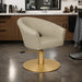 Friseurstuhl Cosmo – Luxuriöser, eleganter Salonstuhl in Beige mit goldener Rundbasis, Profi-Qualität