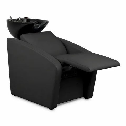 ELUNE AIR Friseurwaschbecken mit AIR-Massage und Liegefunktion in schwarzer Ausführung.