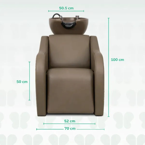 Friseur-Waschbecken mit elektrischer Fußstütze – VELARIS AIR Earth, Beige-Mocha