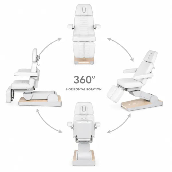 Elektrischer Fußpflegestuhl Nuuna P3 Grand Relax Rotation – 3 Motoren, 180° Rotation, Heizung, Podologiestuhl