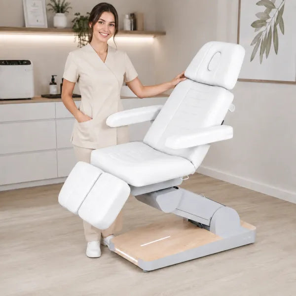 Nuuna P3 Grand Relax Rotation: Elektrischer Podologiestuhl mit 3 Motoren, Heizung und 180° Drehung.