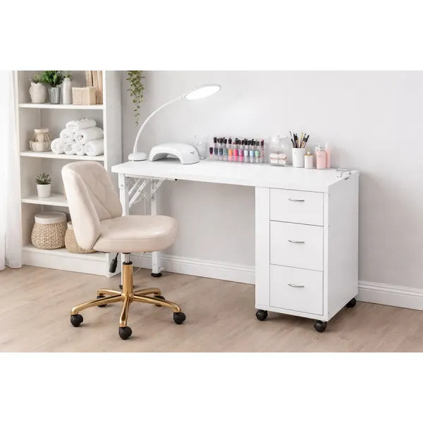 Nageltisch, Maniküretisch Subra in Weiß mit 3 Schubladen und Rollen - Tiptop - Einrichtung