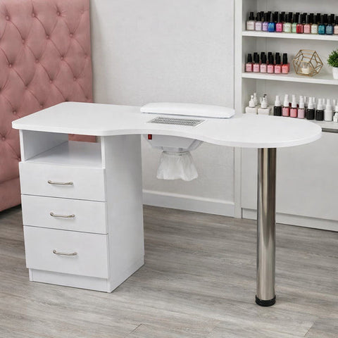 Nageltisch Digit mit integriertem Absaugsystem, Manikürtisch Weiß aus Holz - Tiptop - Einrichtung