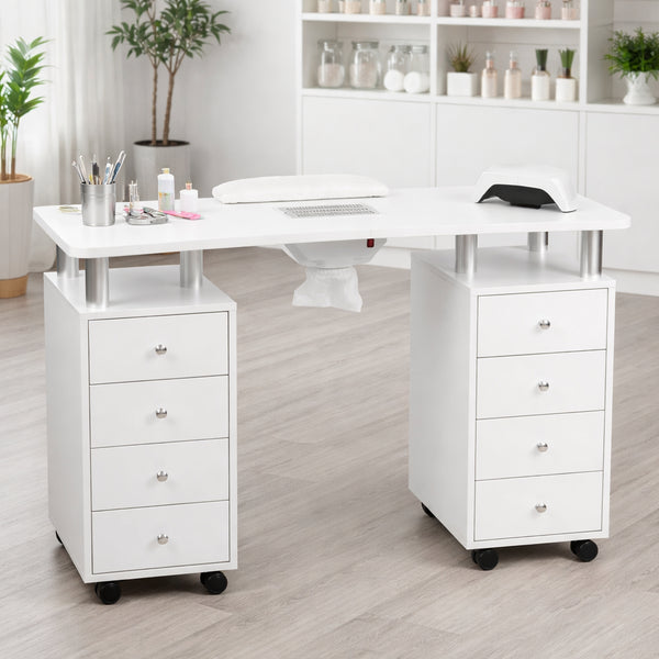 Nageltisch Weiß mit Absaugung, Maniküretisch Distal - Luxuriöser Arbeitsplatz - Tiptop - Einrichtung