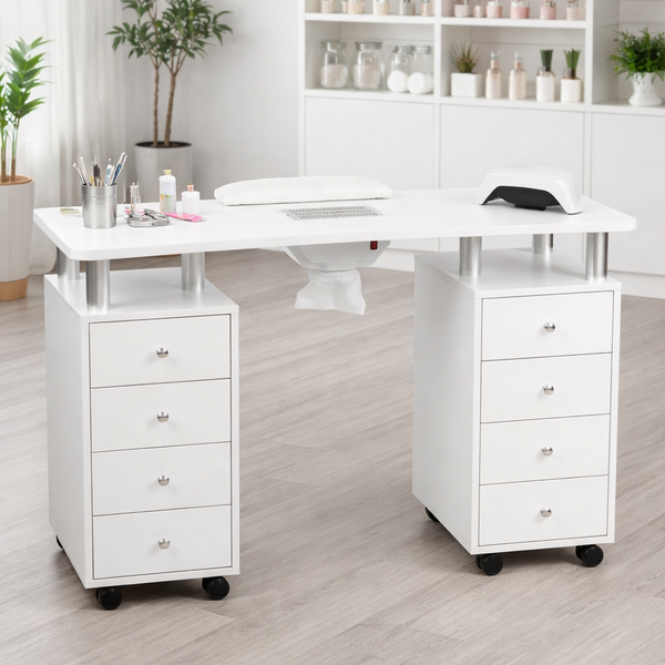 Nageltisch Weiß mit Absaugung, Maniküretisch Distal - Luxuriöser Arbeitsplatz - Tiptop - Einrichtung