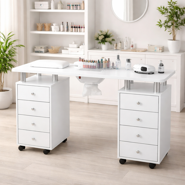 Nageltisch Weiß mit Absaugung, Maniküretisch Distal - Luxuriöser Arbeitsplatz - Tiptop - Einrichtung