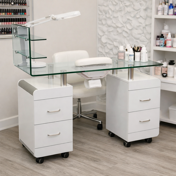 Maniküretisch mit Absaugung, eleganter Nageltisch Pezi in Weiß - Tiptop - Einrichtung