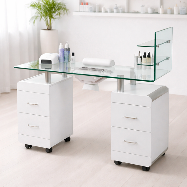 Maniküretisch mit Absaugung, eleganter Nageltisch Pezi in Weiß - Tiptop - Einrichtung