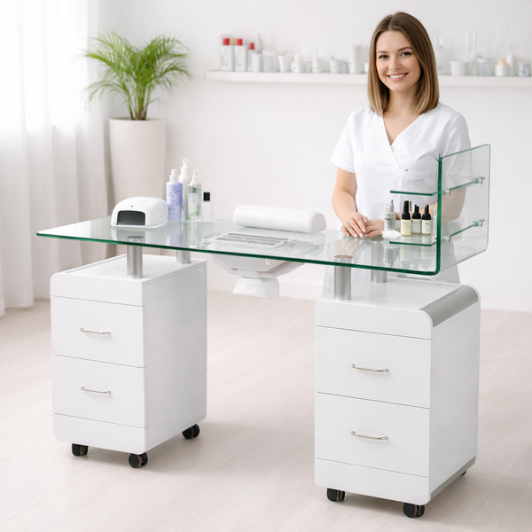 Maniküretisch mit Absaugung, eleganter Nageltisch Pezi in Weiß - Tiptop - Einrichtung