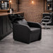 Friseur Waschbecken mit komfortablem Waschsessel in elegantem Schwarz, Friseurwaschbecken Medi - Tiptop - Einrichtung