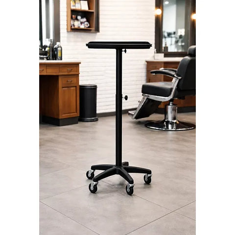 Höhenverstellbarer Friseur-Servierwagen mit abnehmbarer Aluminiumschale in Schwarz - Tiptop - Einrichtung