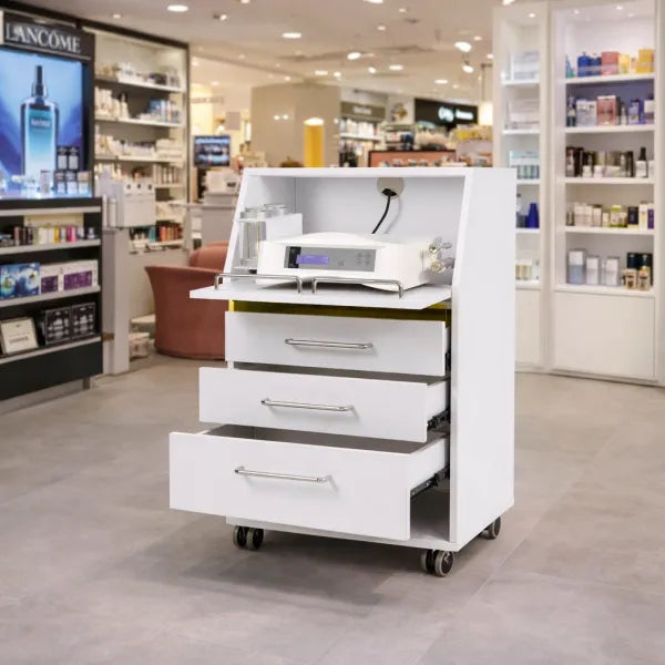 Kosmetik-Arbeitswagen Spin in Weiß mit UV-Lampe - Tiptop - Einrichtung
