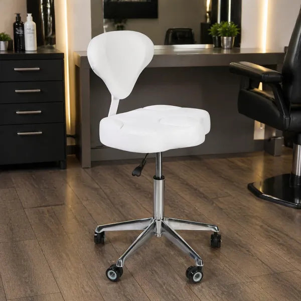 Rollhocker Opy mit verstellbarer Rückenlehne in Weiß - Tiptop - Einrichtung
