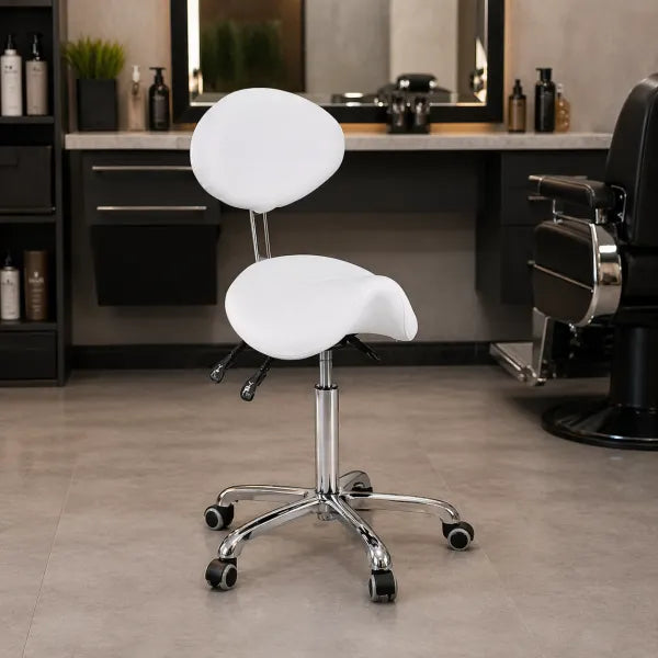 Sattelhocker mit Rückenlehne Dynamic in Weiß - Ergonomischer Arbeitsstuhl für maximalen Komfort - Tiptop - Einrichtung