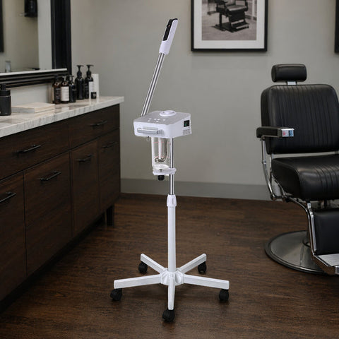 NADI Profi Gesichtsdampfer Vapozon: Digitaler Ozon-Dampfer mit Aromatherapie auf verstellbarem Stativ.